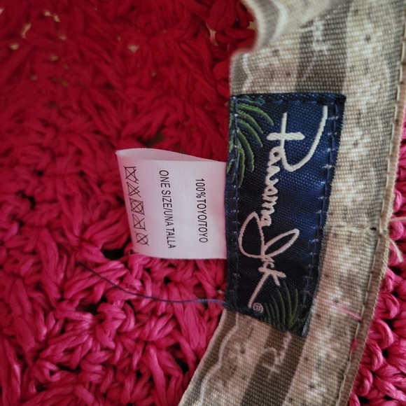 Panama Jack Woman’s Pink Floppy Straw Sun Hat Toyo Straw with bow tie, NEW - Picture 11 of 13